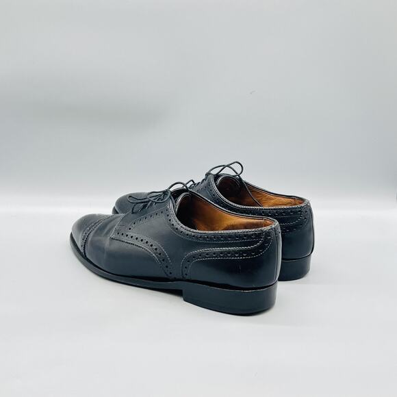 Allen Edmonds Shoes Mens 8.5 Black Leather Sanford Cap Toe Oxford Dress Brogue main image 10